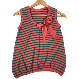 MANOUSH Matelt Cora Top Knit Striped Bow Vest Tank Scoop Neck Y2K Sleeveless Top
